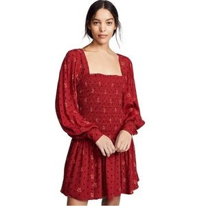 Free People Two Faces Smocked Mini Dress